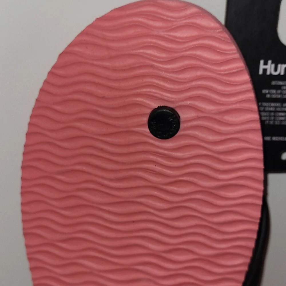 Hurley Mens Palm Trees Print Beach Pool Sandals Thongs Size 12 Pink / Black - Picture 8 of 9